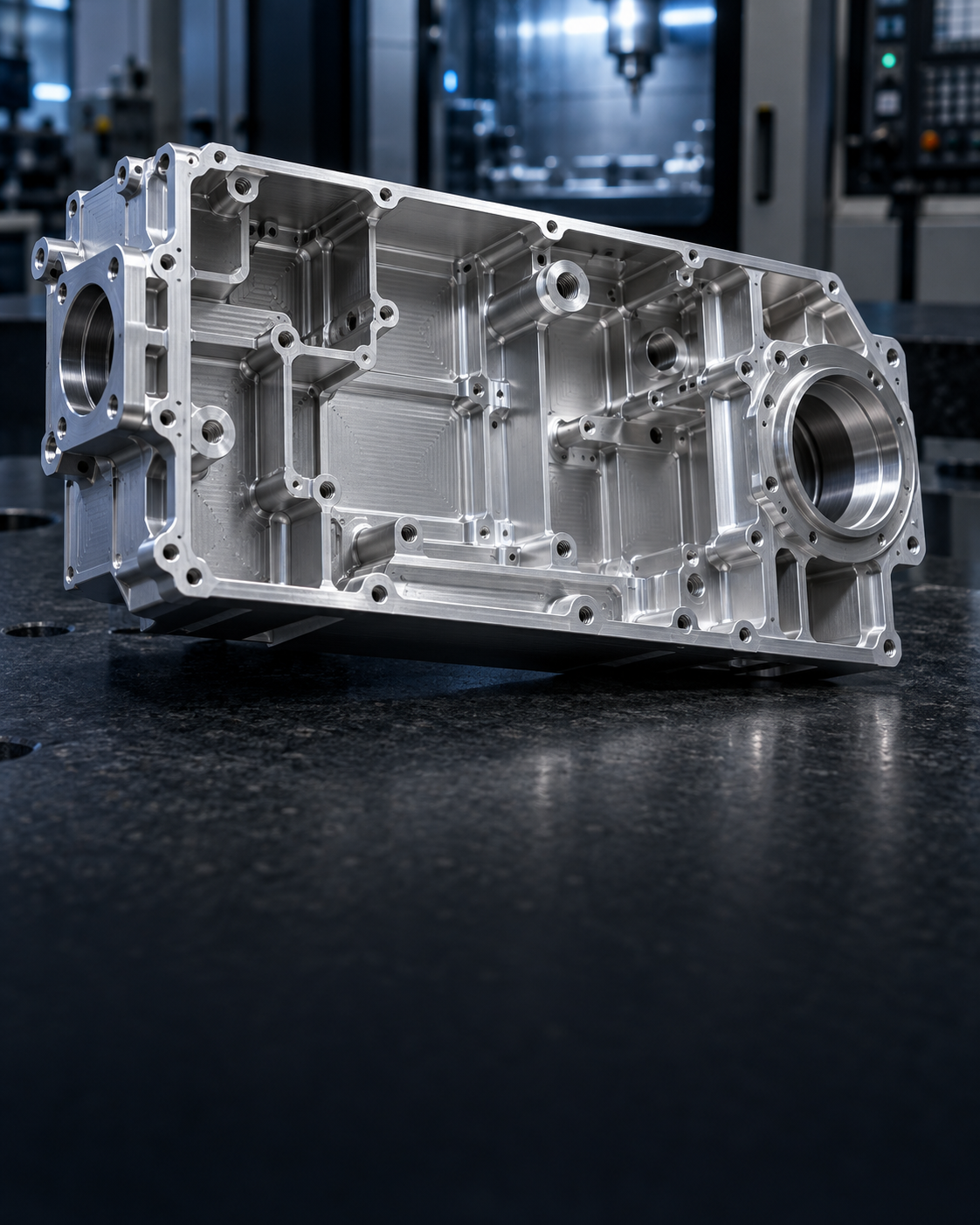 Premium close-up of a precision-machined aerospace enclosure