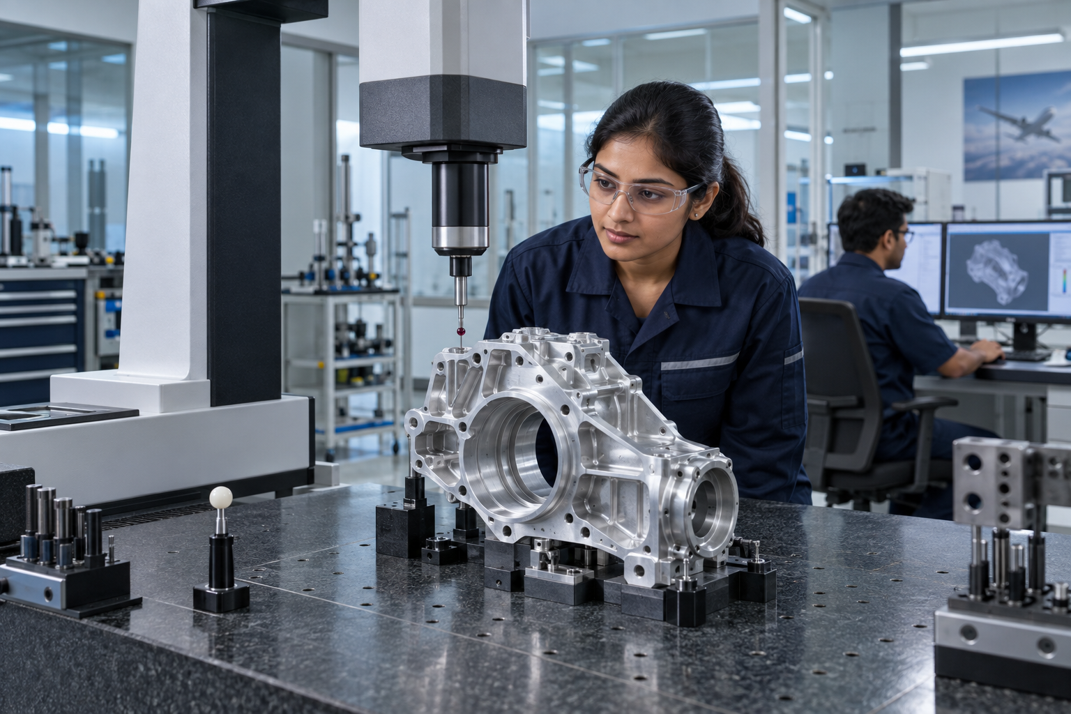 Representative dimensional inspection of a precision-machined aerospace component using a coordinate measuring machine